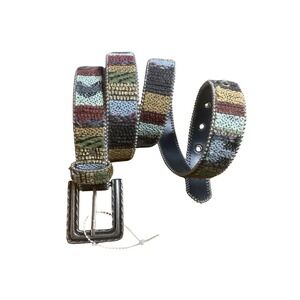 vintage Elite Accessories Tapestry Woven Belt With silvertone Buckle 2X